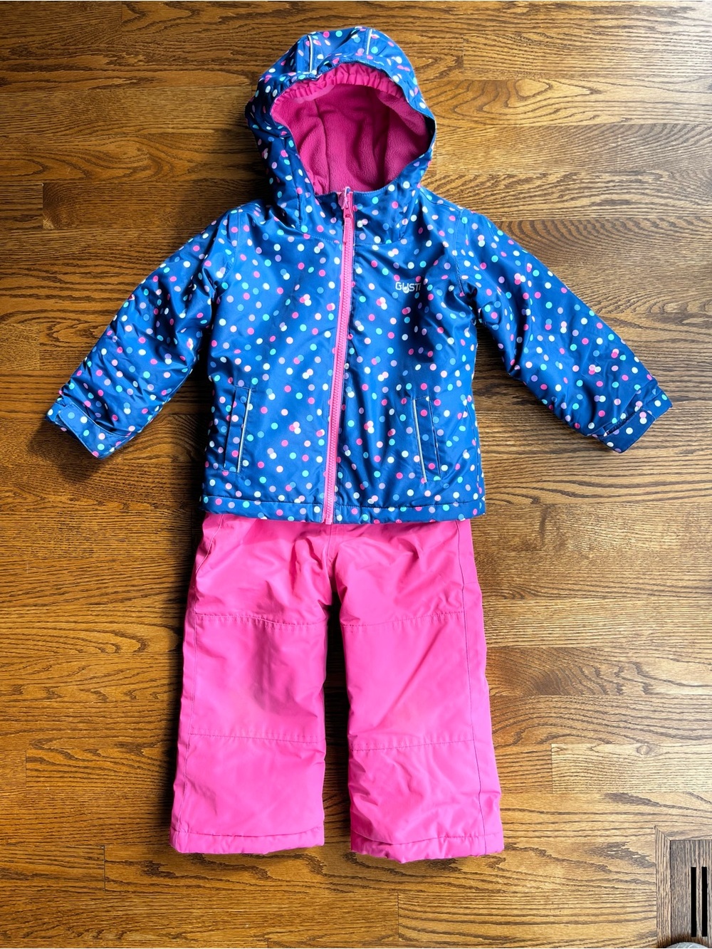 Gustin Girls Jacket Pink with Navy Trim